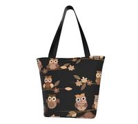 IguaTu Candy land - Borsa a tracolla casual da donna, grande capacità, leggera, con cerniera, per shopping, viaggi e uso quotidiano, Carino Brown Cartoon Owls, Taglia unica