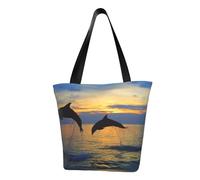 IguaTu Candy land - Borsa a tracolla casual da donna, grande capacità, leggera, con cerniera, per shopping, viaggi e uso quotidiano, Divertente Delfino Animale, Taglia unica