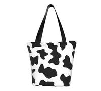 IguaTu Candy land - Borsa a tracolla casual da donna, grande capacità, leggera, con cerniera, per shopping, viaggi e uso quotidiano, Stampa in bianco e nero della mucca, Taglia unica