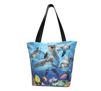 IguaTu Candy land - Borsa a tracolla casual da donna, grande capacità, leggera, con cerniera, per shopping, viaggi e uso quotidiano, Delfino nella barriera corallina, Taglia unica