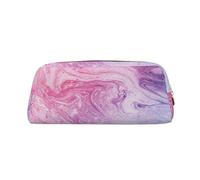 IguaTu Caso di matita delle zucche colorate autunnali, astuccio tridimensionale in pelle con cerniera, borsa cosmetica di grande capacità borsa di cancelleria, Colorato Marmo Rosa Pastello Blu Viola,