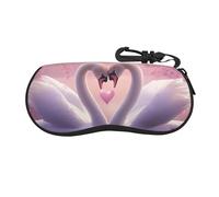 IguaTu Custodia morbida leggera in neoprene per occhiali da sole in marmo bianco e nero con supporto per occhiali da viaggio con clip per chiavi, Cigni bianchi, Taglia unica