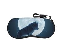 IguaTu Custodia per occhiali da sole in neoprene leggera con farfalla colorata custodia morbida con clip per chiavi da viaggio, Un lupo al chiaro di luna, Taglia unica