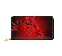 IguaTu Deer Mountain Pine Tree Wilderness - Portafoglio da donna, alla moda e resistente, in pelle, con 12 scomparti per carte di credito e scomparti multipli, Fiore rosso 1, Taglia unica