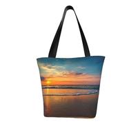 IguaTu Glow in The Dark - Borsa a tracolla casual da donna, grande capacità, leggera, con cerniera, per shopping, viaggi e uso quotidiano, Tramonto sulla spiaggia., Taglia unica