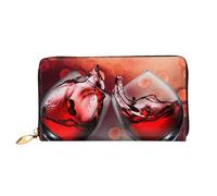 IguaTu Hammerhead Sharks - Portafoglio da donna in pelle, alla moda e resistente, con 12 scomparti per carte di credito e scomparti multipli, Vino rosso Bicchiere Cheers, Taglia unica