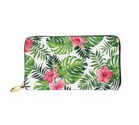 IguaTu Hammerhead Sharks - Portafoglio da donna in pelle, alla moda e resistente, con 12 scomparti per carte di credito e scomparti multipli, Foglie tropicali, Taglia unica