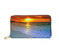 IguaTu Hammerhead Sharks - Portafoglio da donna in pelle, alla moda e resistente, con 12 scomparti per carte di credito e scomparti multipli, Spiaggia Con Tramonto, Taglia unica