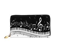 IguaTu Hammerhead Sharks - Portafoglio da donna in pelle, alla moda e resistente, con 12 scomparti per carte di credito e scomparti multipli, Nota di musica bianca nera, Taglia unica