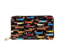 IguaTu Portafoglio da donna con motivo a pois blu, alla moda e resistente, con 12 scomparti per carte di credito e scomparti multipli, I Love My Dog bassotti, Taglia unica