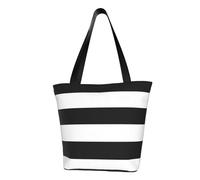 IguaTu Shark - Borsa a tracolla casual da donna, grande capacità, leggera, con cerniera, per shopping, viaggi e uso quotidiano, Strisce nere e bianche., Taglia unica