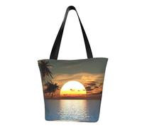 IguaTu Simpatica borsa a tracolla da donna con calopsitta, casual, di grande capacità, leggera, con cerniera, per shopping, viaggi e uso quotidiano, Spiaggia alba., Taglia unica