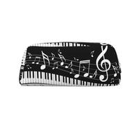 IguaTu Tasti di pianoforte con note musicali, astuccio in pelle con cerniera, astuccio tridimensionale, borsa cosmetica di grande capacità borsa per cancelleria, Tasti per pianoforte con note