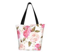 IguaTu Una medusa luminosa da donna casual a tracolla grande capacità leggera borsa con cerniera per shopping, viaggi e uso quotidiano, Fiore Floreale Rosa Rosa, Taglia unica