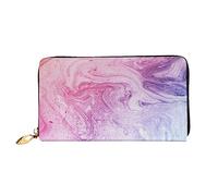 IguaTu Whales - Portafoglio da donna, alla moda e resistente, in pelle, con 12 scomparti per carte di credito e scomparti multipli, Colorato Marmo Rosa Pastello Blu Viola, Taglia unica