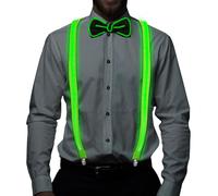 IGUGI Bretelle Luminose LED Cravatte,2 Pezzi/set Accendono le Bretelle LED da Uomo e Papillon,per Festival Musicale,Perfette per Feste in Costume di Carnevale(verde)