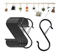 iguTrail Gancio a S con fibbia di sicurezza, 9,5 cm, 20 pezzi, nero, in acciaio inox, per utensili e aste appendiabiti