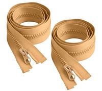 IGXX 2 Cerniere 80cm per giacche, aperte, denti in plastica spessa n.5, sostituzione per tessuti d'arredamento, borse - Cachi