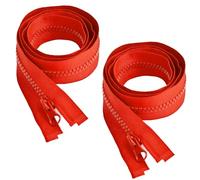 IGXX Confezione da 2 cerniere 80cm, aperte e separabili, denti in plastica spessa n.5, impermeabili, per cucito, borse, tappezzeria - Rosse