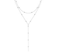 IGXX Lunga Collana Argento Stratificata per Donna, Gioiello Moda Goccia a Forma di Y, Catena con Perle Regalo Compleanno per Miglior Amica o Sorella