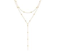 IGXX Lunga Collana Oro Stratificata per Donna, Gioiello Moda Goccia a Forma di Y, Catena con Perle Regalo Compleanno per Miglior Amica o Sorella