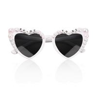 IGXX Occhiali da Sole a Forma di Cuore con Perle Finte per Sposa, Bianchi per Donna, Occhiali da Festa Accessorio per Addio al Nubilato