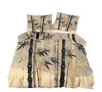 igyhuij Set Copripiumino 200x200 cm Bambù D'inchiostro, Microfibra 3 Pezzi | Reversibile Copripiumino Stile Cinese, con 2 Federe 50x80 cm, Stampa 3D Biancheria da Letto, Cerniera Invisibile Design