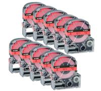 IGZLLBYJ 10pk SS12KW Etichetta nastro 9/12/18/24mm compatibile con vari produttori di etichette tra cui LW-300 400 600 700 SS18KW SS9KW SS24KW LK-4WBN 4WBN(Black on red)