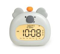 IHALO Koala - Sveglia da comodino con luce notturna Koala, display digitale a LED, 3,15 pollici, tre allarmi, modalità weekend, data, ora, temperatura, ricaricabile, decorazione per cameretta dei