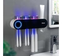 iHave Porta spazzolini bagno UV con sterilizzatore spazzolini da denti, portaspazzolino da muro con 3 bicchieri porta spazzolino e porta dentifricio, accessori bagno moderni e decorazione bathroom