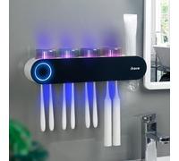 iHave Portaspazzolini per Bagni, Sterilizzatore UV per Spazzolini e Supporto Accessori Bagno Casa Intelligente, Portaspazzolino Elettrico da Parete con 4 Scomparti e Dispenser Dentifricio Decorazione