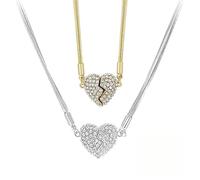 IHAZNTMZX Collana patchwork magnetica Love, ciondolo a forma di amore con diamanti su entrambi i lati, regalo di compleanno per gioielli da donna, 40 cm