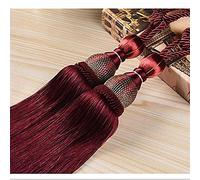 IHC - Fermatenda con Corda e Nappe Realizzato a Mano, Fermaglio per Tende con Frange e Palle - Set da 2 Pezzi Red