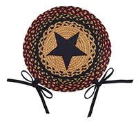 IHF Home Decor | Collezione Blackberry Star Premium Braided | Primitivo, Rustico, Country, Country House Style | Juta/Cotone | 30 giorni senza rischi | Tappeto/zerbino | Coprisedia rotondo da 38,1 cm