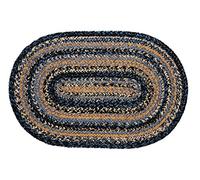 IHF Home Decor |River Shale Premium Braided Collection | Primitive, Rustic, Country, Farmhouse Style | Jute/Cotton | 30 Days Risk Free | Accento Rug/Door Mat | Blue, Black, Tan | 27"x48" Oval