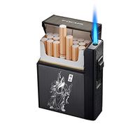 IHGVVING Accendisigari Multifunzionale Gonfiabile Antivento a butano, portasigarette 2 in 1, accendisigari Automatico da 20 Pezzi, con capacità di Sigaretta (Color : 19)