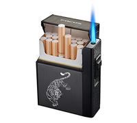 IHGVVING Accendisigari Multifunzionale Gonfiabile Antivento a butano, portasigarette 2 in 1, accendisigari Automatico da 20 Pezzi, con capacità di Sigaretta (Color : 20)