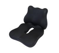 IHGVVING Set di cuscini e supporto lombare multifunzionali, cuscino for sedile da ufficio in memory foam, cuscino lombare for schienale auto, protegge la colonna vertebrale e allevia il dolore(Black)