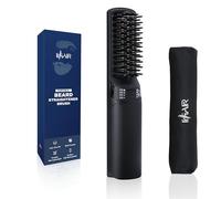 IHHAIR Mini spazzola lisciante per barba, spazzola lisciante professionale per uomo, ricaricabile, 6400 mAh, pettine riscaldato, per barba corta e lunga, per casa e viaggio
