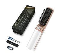 IHHAIR Spazzola lisciante per capelli, portatile, mini piastra per capelli senza fili, con formato da viaggio, ricaricabile tramite USB, 6400 mAh, 2 in 1, pettine per capelli caldi per donne e uomini