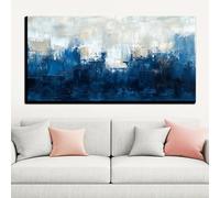 IHHGNB Decorazione moderna per la casa, tema blu, bianco e oro, dipinto astratto, stampa su tela per decorazione murale, opera d'arte moderna (20x40 cm (8x16 pollici)/senza cornice)