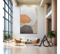 IHHGNB Dipinto astratto beige e grigio su tela, arte murale minimalista beige, grandi poster e stampe per soggiorno, arredamento per la casa, 80x120 cm (31x47 pollici) senza cornice