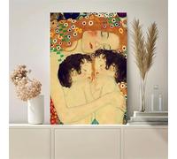 IHHGNB Famosi poster e stampe Madre Amore Gemelli Bambino di Gustav Klimt, dipinto su tela, quadro da parete per l'arredamento del soggiorno, 70x100 cm (28x39 pollici) senza cornice.