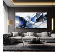 IHHGNB Grande dipinto astratto moderno da parete, stampe su tela, inchiostro nero blu, decorazione artistica contemporanea per soggiorno, camera da letto (20x40 cm/senza cornice)