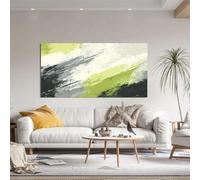 IHHGNB Grande e moderno dipinto su tela astratto, geometrico, verde, grigio, nero, bianco, minimalista, stampa su tela, decorazione per la casa, 50x100 cm (20x39 pollici) senza cornice