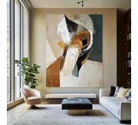 IHHGNB Grande tela astratta da parete con texture beige marrone geometrica moderna minimalista poster stampe d'arte per soggiorno 40x60 cm (16x24 pollici) senza cornice