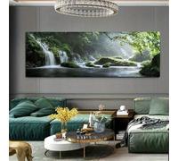 IHHGNB Paesaggio Cascata Dipinto Vista Lago Arte Murale Stampe su Tela Poster per Casa Soggiorno Camera da Letto Corridoio Decorazione (50x150cm (20x59in)/Senza cornice)