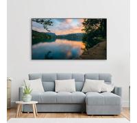 IHHGNB Poster con paesaggio del lago di Bled, Slovenia, montagne, alberi, nuvole, tramonto, stampe, scena della natura, casa, soggiorno, dipinto su tela, 50x100 cm (20x39 pollici) senza cornice