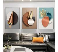 IHHGNB Poster su tela geometrico in rame nero, moderno, con stampa artistica in foglia d'oro, per la casa, il soggiorno, l'ufficio (50x75 cm (20x30 pollici) x3)