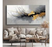 IHHGNB Quadro astratto oro-nero, opera d'arte moderna, dipinto su tela, stampe, decorazione per la casa, per soggiorno (30x60 cm/senza cornice)